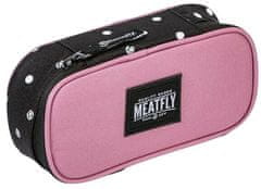 MEATFLY Peračník Pencil Case Dusty Rose / Black Dots