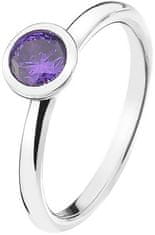 Hot Diamonds Strieborný prsteň Emozioni scintilla Violet Spirituality ER021 (Obvod 56 mm)