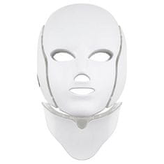 Ošetrujúci LED maska na tvár a krk biela (LED Mask + Neck 7 Color s White)