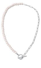 JwL Luxury Pearls Trendy oceľový náhrdelník s pravými riečnymi perlami JL0788