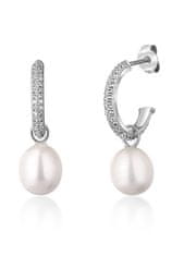 JwL Luxury Pearls Nádherné strieborné náušnice kruhy s pravými perlami 2v1 JL0770