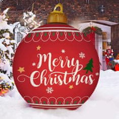 Netscroll 2x Veľká červená vianočná guľa s nápisom Veselé Vianoce, so svetlom a diaľkovým ovládačom, nafukovacia vianočná guľa červenej farby, veľkosť 60 cm, vonkajšia/vnútorná vianočná dekorácia, BallDecor