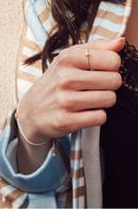 Troli Pozlátený kroucený prsteň z ocele s čírym zirkónom Rose zlaté (Obvod 50 mm)