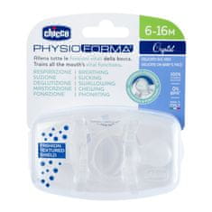 Chicco Cumlík Physio Luxe celosilikónový 6-12m crystal 2 ks