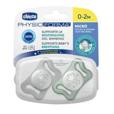 Chicco Cumlík Physio Micro silikónový 0-2m nočný 2 ks