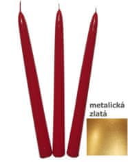 PS Sviečka kónická 24cm metalická zlatá 10ks