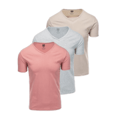 OMBRE Súprava bavlnených tričiek V-NECK 3-pack V13 Z29 mix MDN121503 XL