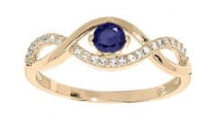 Troli Pôvabný pozlátený prsteň s modrým zirkónom PO/SR00716N (Obvod 54 mm)