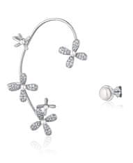 JwL Luxury Pearls Asymetrické náušnice s perlami a zirkónmi - pravá záušnica JL0779