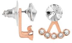 Levien Náušnice Set Ear Cuff 4 v 1 Rose Gold Crystal White