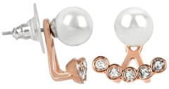 Levien Náušnice Set Ear Cuff 4 v 1 Rose Gold Crystal White