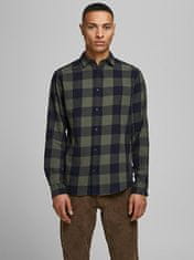 Jack&Jones Pánska košeľa JJEGINGHAM Slim Fit 12181602 Dusty Olive (Veľkosť M)