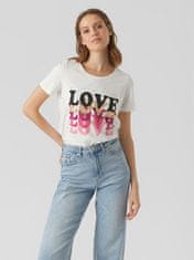 Vero Moda Dámske tričko VMAMALA Regular Fit 10291798 Snow White Love (Veľkosť S)