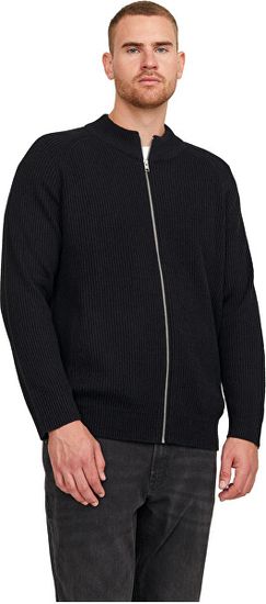 Jack&Jones Plus Pánsky sveter JJPANNEL Regular Fit 12236572 Black