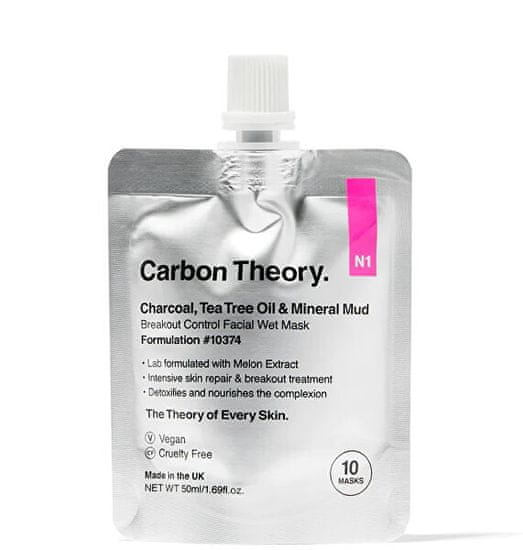 Carbon Theory Minerálna bahenná maska Charcoal, Tea Tree Oil & Mineral Mud Breakout Control (Facial Wet Mask) 50 m