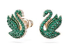 Swarovski Luxusné náušnice so zelenými kryštálmi Labuť Iconic Swan 5650063