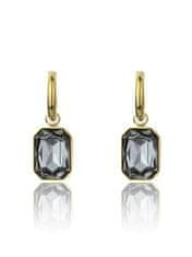 Marc Malone Pozlátené náušnice s čiernymi kamienkami Royalty Grey Earrings MCE23150G