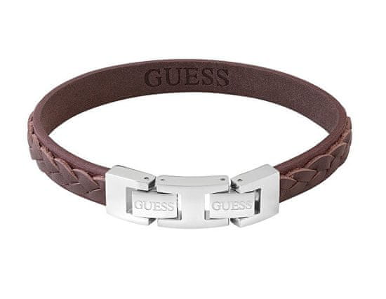 Guess Štýlový náramok z pravej hnedej kože Tuson JUMB02143JWSTTMT