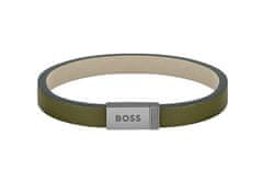 Hugo Boss Moderný khaki kožený náramok Jace 1580338 (Dĺžka 17,5 cm)