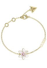 Guess Krásny pozlátený náramok s kvetinou White Lotus JUBB04134JWYGWH (Dĺžka 18,5 cm)