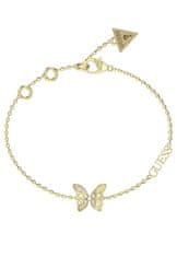 Guess Slušivý pozlátený náramok s motýlikom Chrysalis JUBB04110JWYG (Dĺžka 18,5 cm)