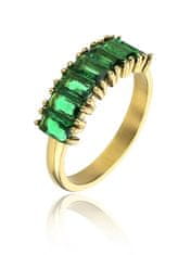 Marc Malone Blyštivý pozlátený prsteň so zirkónmi Leila Green Ring MCR23062G (Obvod 54 mm)