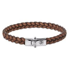 Rebel & Rose Hnedý kožený náramok Small Braided Raw Cognac RR-L0171-S (Dĺžka 19 cm)