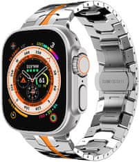 4wrist Ocelový tah Iron Man pro Apple Watch 42/44/45/49 mm - Silver/Orange