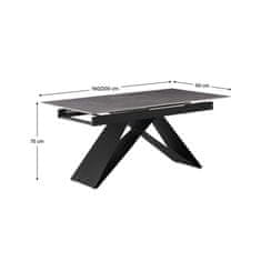KONDELA Jedálenský rozkladací stôl, betón/čierna, 160-200x90 cm, MAJED