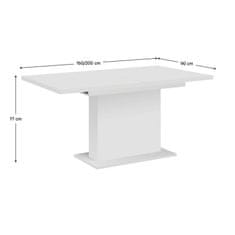 KONDELA Jedálenský rozkladací stôl, biela, 160-200x90 cm, BOBA