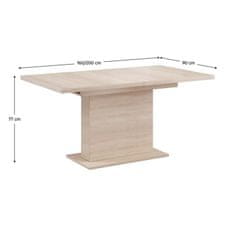 KONDELA Jedálenský rozkladací stôl, dub sonoma, 160-200x90 cm, BOBA
