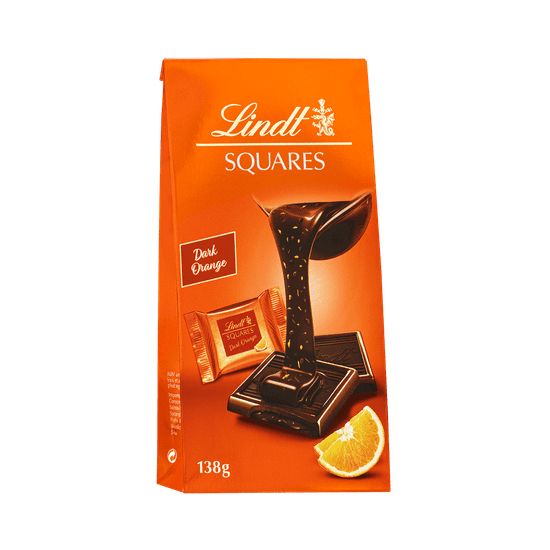 LINDT Čokoládové štvorčeky- horká čokoláda pomaranč 138g