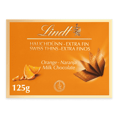 LINDT Lindt THINS mliečna čokoláda s pomarančovou príchuťou 125g