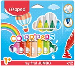 WOWO Popisovače vo výklopnom boxe pre batoľatá Jumbo Color 12 farieb Maped