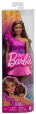 Mattel Panenka Barbie Fashionistas modelka #225, hnědé vlasy, šaty s volánkem, doplňky, 65. výročí FBR37