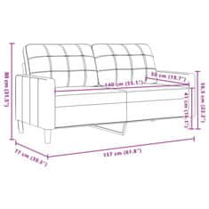 Petromila vidaXL 2-miestna pohovka vínovo-červená 140 cm zamat