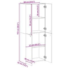 Petromila vidaXL Kartotéka dymový dub 60x32x153 cm kompozitné drevo