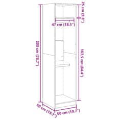 Petromila vidaXL Šatník, dub sonoma 50x50x200 cm, kompozitné drevo