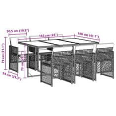 Petromila vidaXL 7-dielna záhradná jedálenská súprava a vankúše béžová polyratan