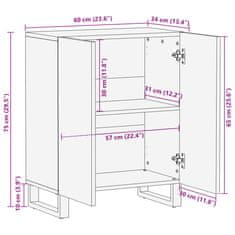 Vidaxl Komoda 60x34x75 cm, akáciový masív