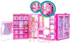 Mattel Barbie Šatník snů v pastelových barvách s panenkou, oblečky a doplňky, 25+ herních dílků HXD58