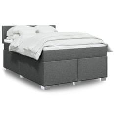 shumee Boxspring posteľ s matracom tmavosivá 140x190 cm látka