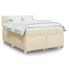 shumee Boxspring posteľ s matracom krémový 140x190 cm látka