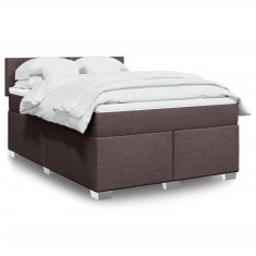 shumee Boxspring posteľ s matracom tmavohnedá 140x190 cm látka