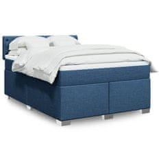 shumee Boxspring posteľ s matracom modrý 140x190 cm látka