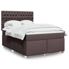 shumee Boxspring posteľ s matracom tmavohnedá 140x190 cm látka