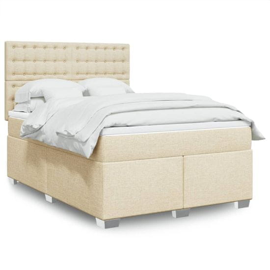 shumee Boxspring posteľ s matracom krémový 140x190 cm látka