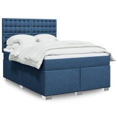 shumee Boxspring posteľ s matracom modrý 140x190 cm látka