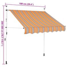Vidaxl Ručne zaťahovacia markíza 100 cm žlto-modré pásiky