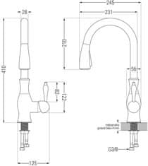 Mexen Andres, 1,5-komorový granitový drez 1000x500x200 mm a drezová batéria Savita, čierna, 6515-77-672601-50-B